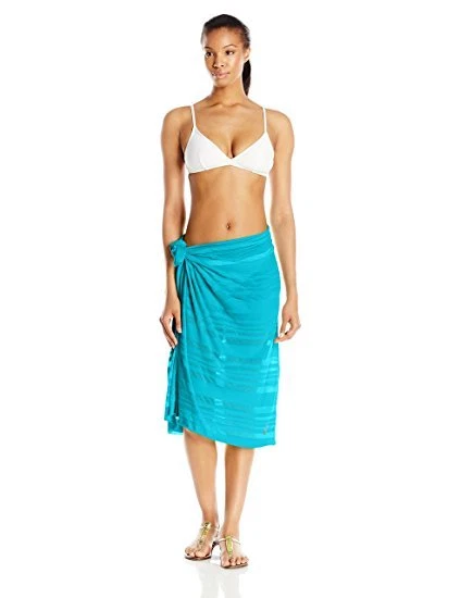 ASICS Mujer Sarong Negro, Azul, Falda Gary, Cubierta de Traje de Baño y Bufanda Foto 2 de 3