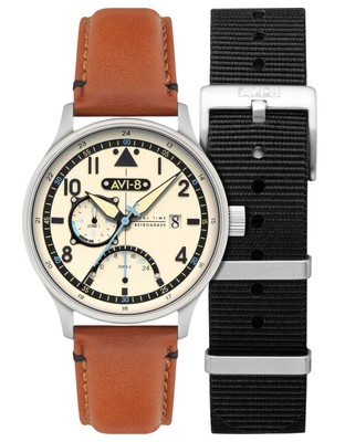 AVI-8 Hawker Hurricane Mckellar Dual Time Retrograde AV-4101-0C 50M Mens Watch
