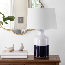 SAFAVIEH Dani 25.5" Table Lamp  White / Navy Blue 