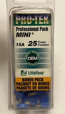 LITTLEFSE PRO-TEK Professional Pack Mini 15A - 25PCS - New