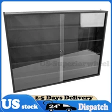 5-Tier Wall Display Shelf Unit Cabinet Wooden Shelves w/ Acrylic Sliding Door