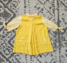 Vintage 1960s Girls Yellow Daisy Shift Dress Handmade