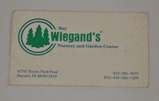Ray Wiegand's Nursery & Garden Center Macomb Michigan Romeo Business Card