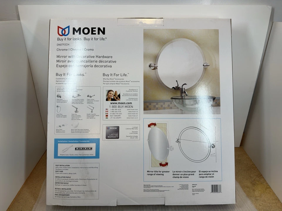 Espejo de baño sin marco Moen DN0792CH Iso 24" x 26" Foto 2 de 4