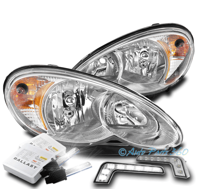 FOR 0610 CHRYSLER PT CRUISER REPLACEMENT CHROME HEADLIGHTS W/LED DRL