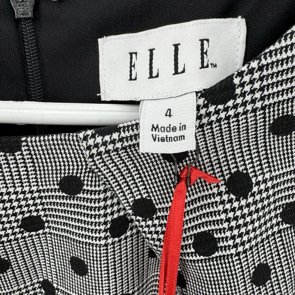 NWT Elle Dress Womens Size 4 Fit And Flare Plaid Polka Dot Sleeveless Short - Image 3 of 4