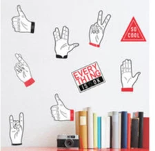 WALLIES HAND SIGNS Good Vibes wall stickers 14 big decals SO COOL Things are OK