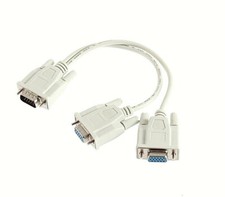 Image of VGA to VGA 1Male VGA to 2Femlae VGA Splitter Cable 2Way VGA SVGA Monitor Adapter