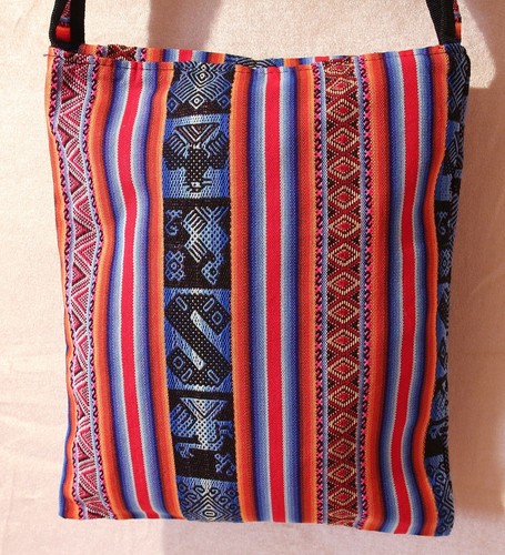 Umhängetasche 37x32cm Inka Tasche bunt Schultertasche Muster Peru Stoff Ethno - Bild 3 von 10