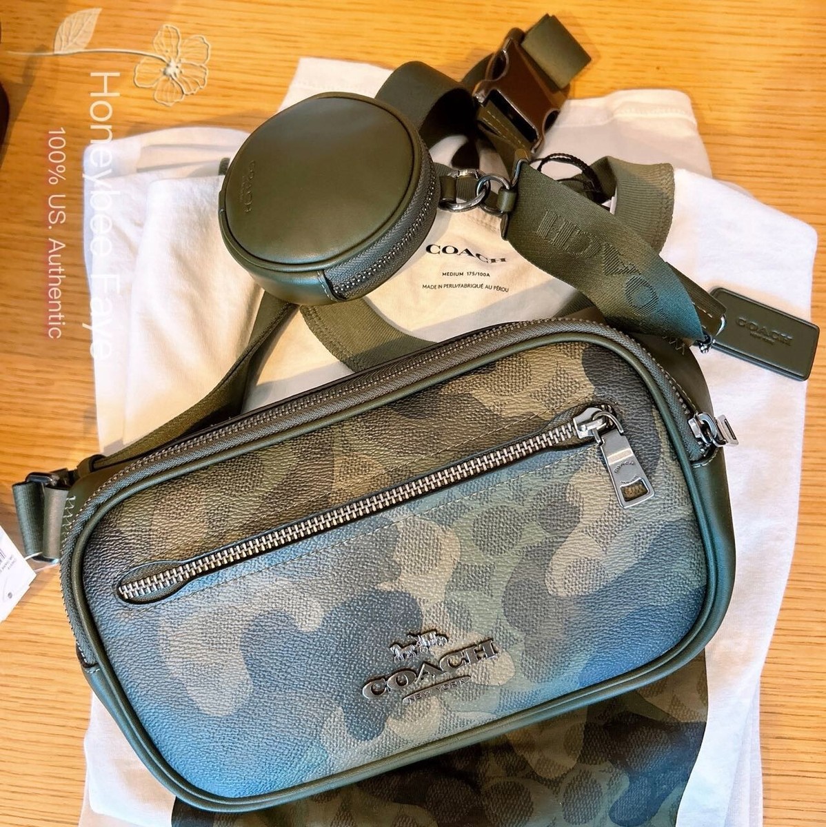 ショルダーバッグ COACH Elias Belt Bag In Signature Camo Print CW314 NWT Coach men's Elias Belt Bag In Signature Camo Print CW314