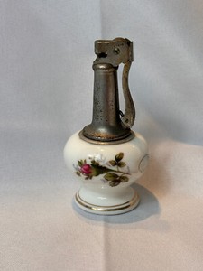 VTG Table Lighter Bone China Hand Painted Floral Motif Made In Japan