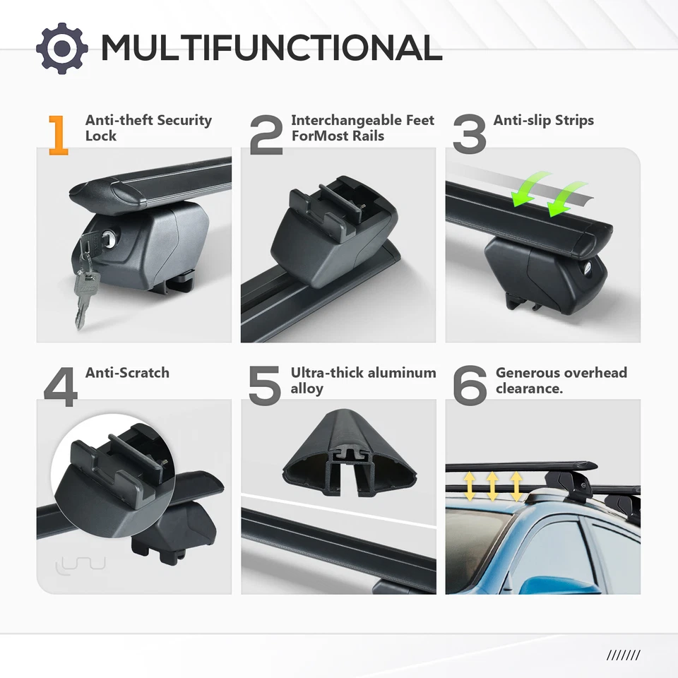 300lbs Lockable &Adjustable Rack Roof Rack Cross Bars For Toyota RAV4 2013-2018 - Image 3 of 4