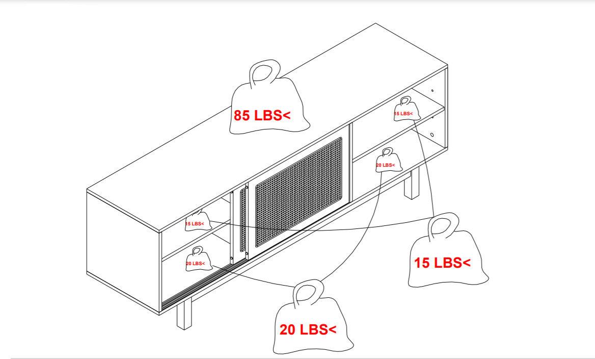 SEI 63'' Furniture Carondale Sliding Door Media Stand TV Stand Ship From USA