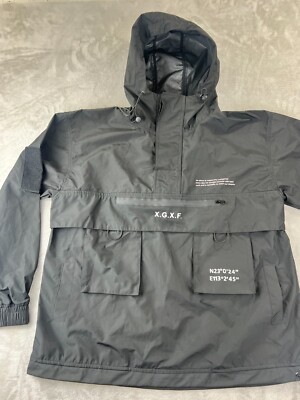 Mens X.G.X.F Black Waterproof Tactical Anorak Combat Jacket Sz
