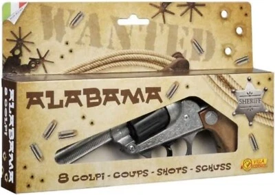 Pistola Giocattolo in Metallo Alabama 8 Colpi Color Grigio Villa Giocattoli