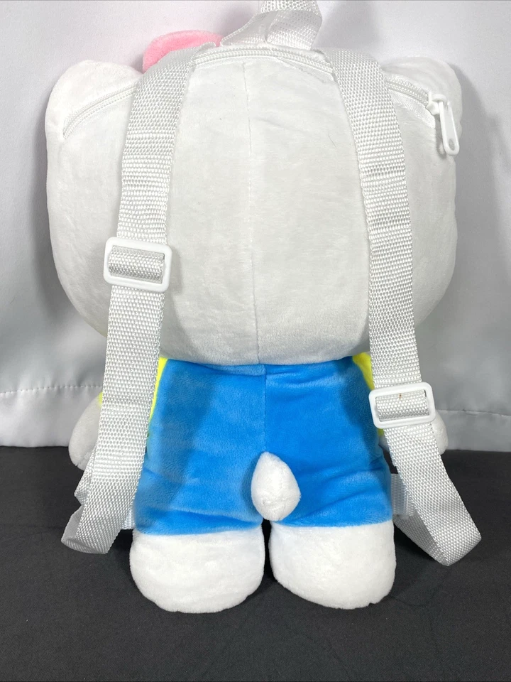 Mochila Hello Kitty Pink Bow 14” felpa amarilla y azul con pequeño bolsillo con cremallera Foto 2 de 3