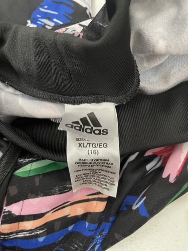 Adidas Girls Black Floral Tricot Joggers Sport Active Pants size XL 16 teen - Picture 5 of 6