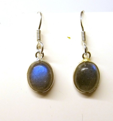 Handmade 925 Sterling Silver Oval Labradorite Drop Earrings + Gift Bag 28 x 9 mm - Picture 4 of 9
