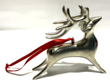 Silvertone Twig Reindeer Deer Stag Buck Ornament Modern Silver Tone 4"x3.5"x1"