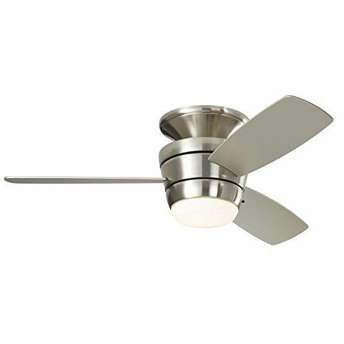 Mazon 44 In Brush Nickel Flush Mount Indoor Ceiling Fan With Led Light Kit With
