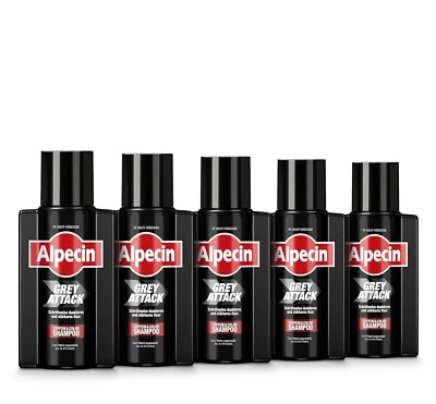 BESUCHE DEN ALPECIN-STORE Alpecin Grey Attack Coffein & Color Shampoo - 5 X 75 Ml - Graduelle Haarverdunke