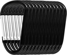 Heavy Duty Locking Carabiner Clip D Ring Spring Snap Key Chain Hook 12Pcs Black