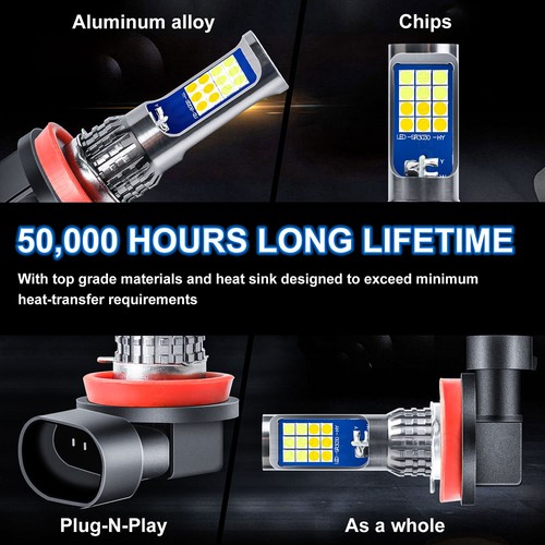 H11 H8 White Yellow LED Fog Light Bulbs Dual Color Switchback Bright DRL - Picture 4 of 13
