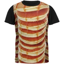 Halloween Pancakes and Syrup Breakfast Costume All Over Mens Black Back T Shirt