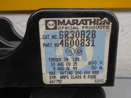 Lot of 2 6R30A2B Marathon Fuse Holders 6R30A2B 4600831 W256 - Picture 2 of 3