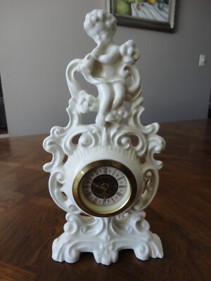 West German MECCEDES Wind Up Desk Clock Resin Deco Frame 1981