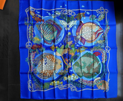 Hermes Silk Grands Fonds Carre 90 cm blau bunt unbenutzt
