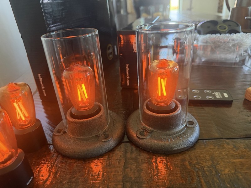 Hollowick Cast Iron Candle Lamp Bases & Glass Globes, Bulbs, Charger And Remote