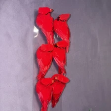 Red Cardinals Christmas Ornaments 6pk 3in Tall Artificial Birds Clip Ons