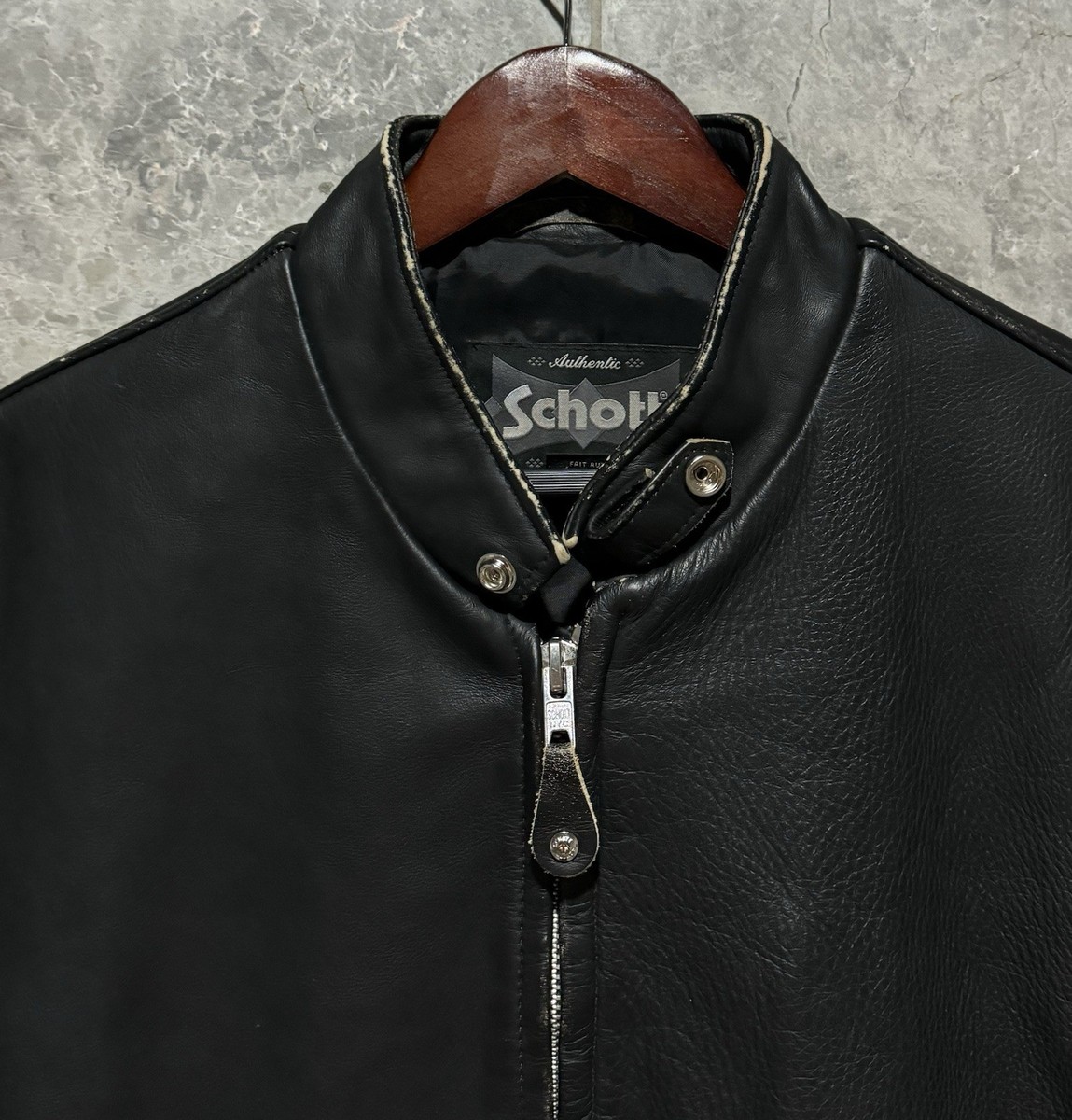 SCHOTT NYC 654VN 'Vintaged Cowhide Café Racer Leather Jacket