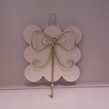 Bow Hook Wall Decorative Bowknot Gold Coat Hooks Wall Peg Metal Wood Pink New