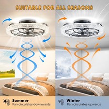 LED Ceiling Fan Light Dimmable Chandelier Lamp Ceiling Fan Heater Cooler UK