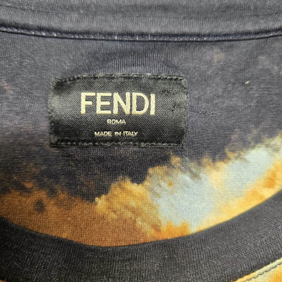 FENDI Roma Made in Italy FF Logo Bleached Cloud Tee M Authentic w/ POIZON Cert - Image 3 of 4
