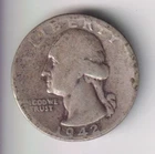 1942-P WASHINGTON QUARTER 25¢ PHILADELPHIA 90% SILVER COIN UNITED STATES MINT