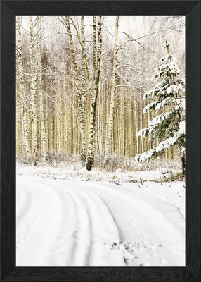 Winterszene Straße und Vorder gerahmtes Wandbild Poster Leinwanddruck Bild