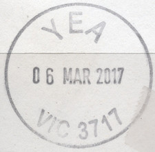 06 MAR 2017, YEA Victoria 3717 complete circular postmark