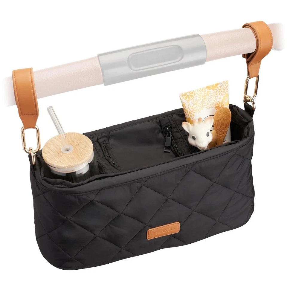 Hermoso organizador de carrito de cochecito con 2 portavasos - sin correas incluidas Foto 2 de 4