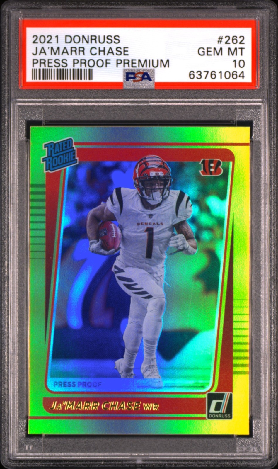 Ja'Marr Chase 2021 Donruss Rated Rookie #262 Press Proof Premium (RC) PSA 10