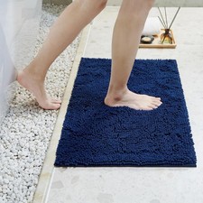 Soft Fluffy Chenille Bathroom Rugs, Non-Slip Absorbent Bath Mats, Washable
