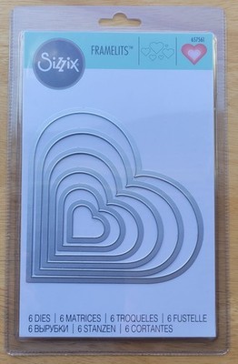 Sizzix Framelits Hearts 6 pc set #657561. Ellison, Sizzix & Bigz FREE SHIPPING 