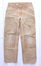Carhartt WB136 BRN Double Knee Canvas Work Pants Womens Fits 30x29 Distressed