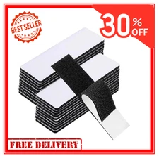 2/20 Sets Heavy Duty Hook & Loop Adhesive Strips Sticky Back Fastener 1x4” Black