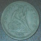 1876-S Seated Liberty Quarter VF San Francisco Silver 25C #Q5