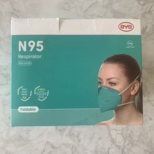 BYD N95 Respirator Mask Unopened Box Of 20 Masks Green Model DE2322 (Expired)