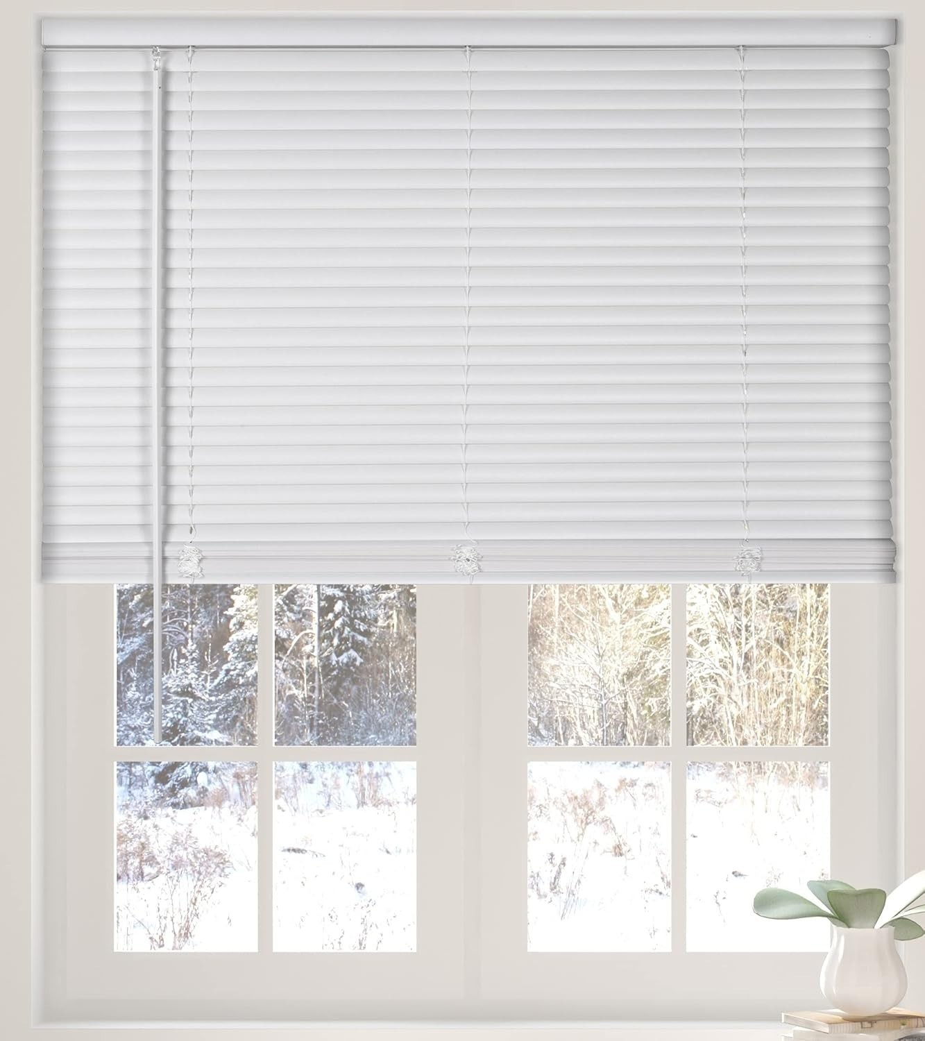 Cordless White 1” Light Filtering Mini Blinds 36” W x 36” H Window Blinds for...