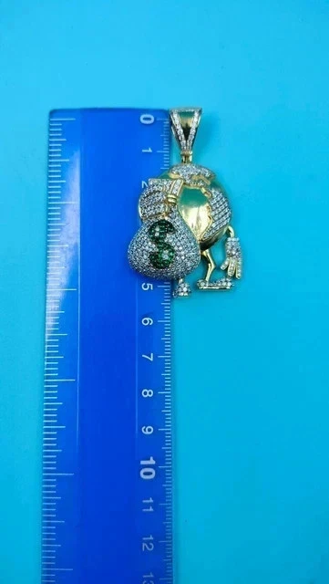 Bolso de Dinero Globo Moissanita Corte Redondo 2.50Ct Colgante Para Hombre Chapado en Oro Amarillo 14K Foto 4 de 4